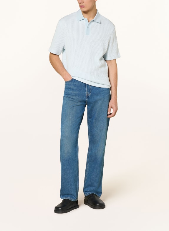 SAMSØE  SAMSØE Gebreid poloshirt SAJASE LICHTBLAUW