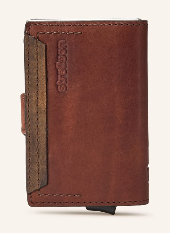 STRELLSON Pouzdro na karty CAMDEN C-TWO E-CAGE HNĚDÁ