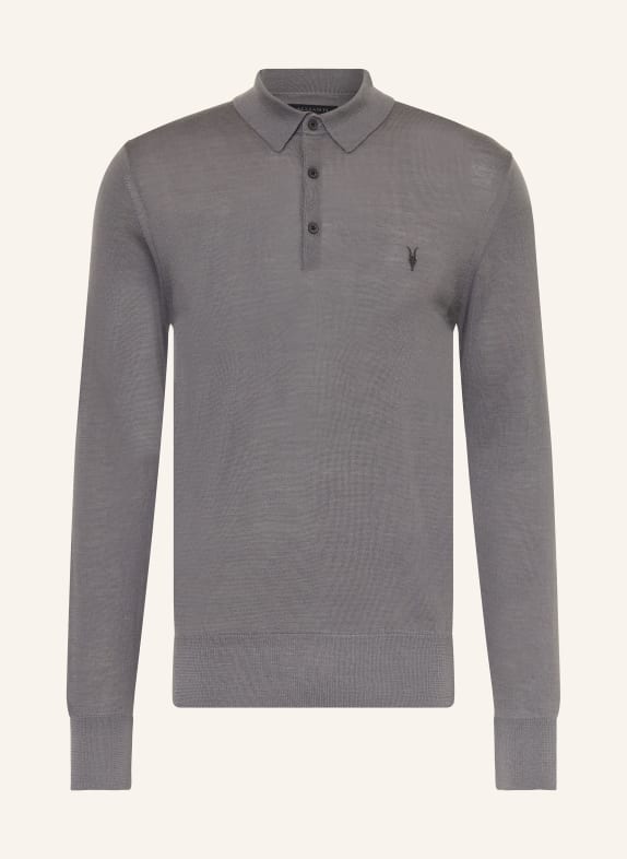 ALLSAINTS Strick-Poloshirt MODE aus Merinowolle GRAU