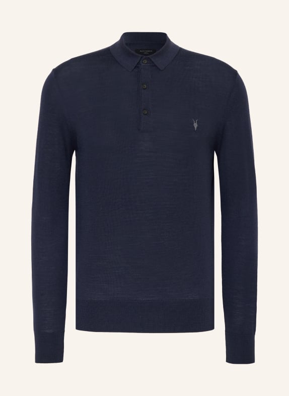 ALLSAINTS Polo en maille MODE en laine mérinos BLEU FONCÉ