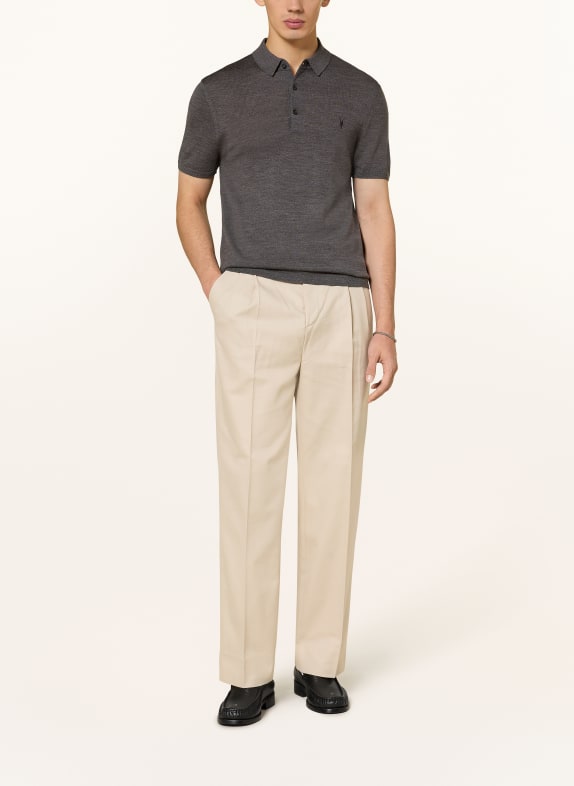 ALLSAINTS Tricou polo din lână merino MODE MERINO GRI
