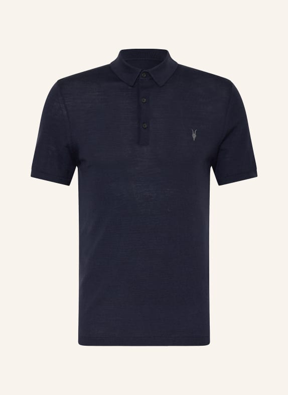 ALLSAINTS Polo tricoté MODE MERINO en laine mérinos BLEU FONCÉ