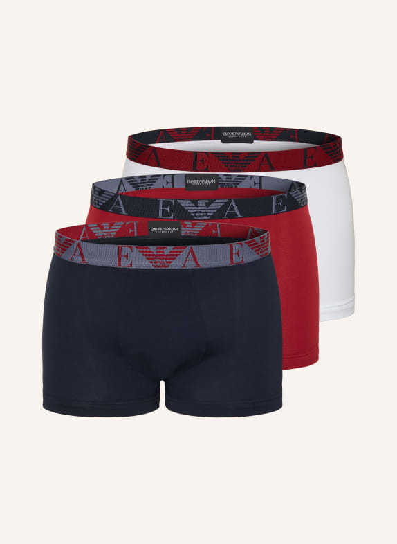 EMPORIO ARMANI 3er-Pack Boxershorts DUNKELBLAU / DUNKELROT / WEISS