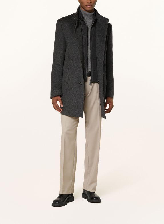 bugatti Mantel mit herausnehmbarer Blende DUNKELGRAU