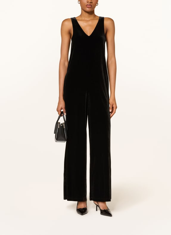 ARMANI EXCHANGE Samt-Jumpsuit SCHWARZ