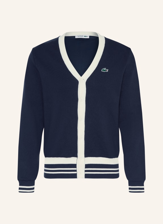 LACOSTE Strickjacke DUNKELBLAU / WEISS
