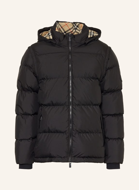 BURBERRY BIDEFORD down jacket with detachable sleeves BLACK