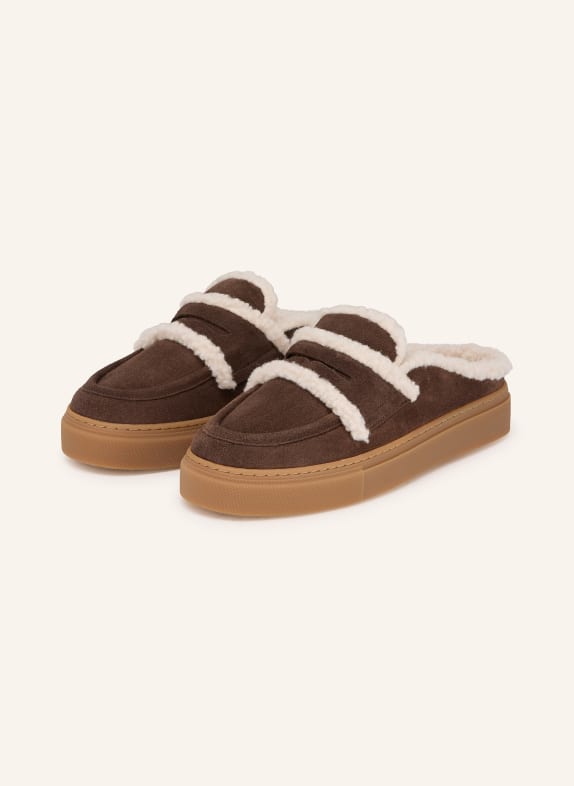 INUIKII Mules DARK BROWN / ECRU