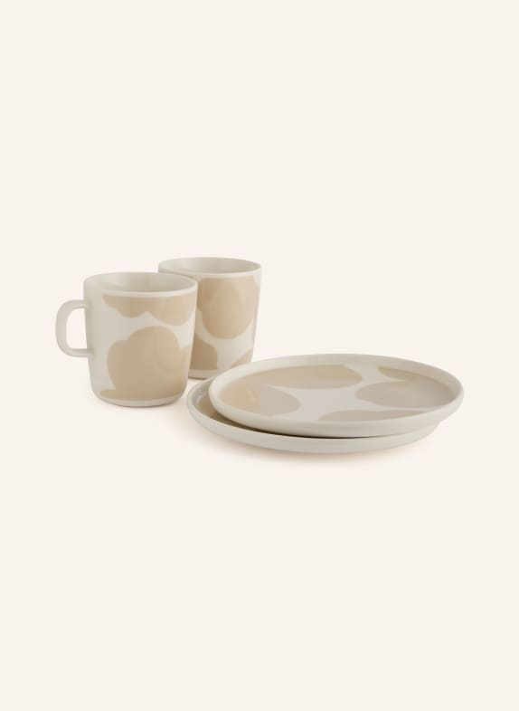 marimekko 4-piece set OIVA/ISO UNIKKO: Mug and dessert plate ECRU / BEIGE