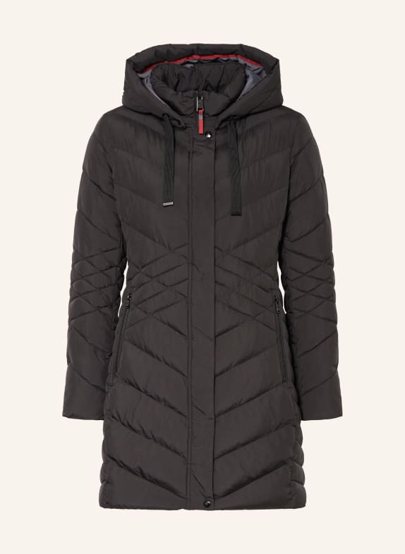 FUCHS SCHMITT Prošívaný kabát s odnímatelnou kapucí ČERNÁ