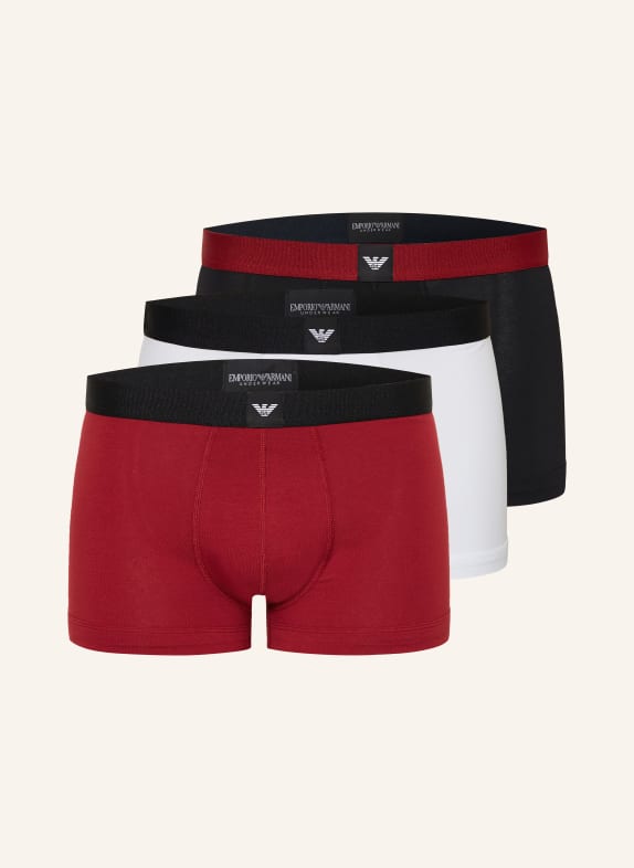EMPORIO ARMANI 3er-Pack Boxershorts DUNKELROT / WEISS / SCHWARZ