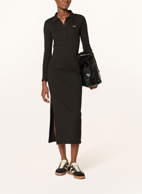 LACOSTE Jersey-Polokleid SCHWARZ
