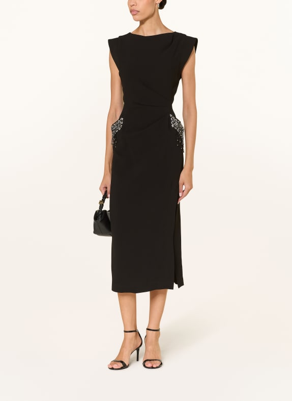 PINKO Etuikleid mit Schmucksteinen und Pailletten SCHWARZ