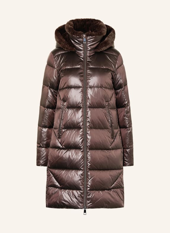 MILESTONE Steppmantel MSROCKY mit abnehmbarer Kapuze und Kunstfell DUNKELBRAUN