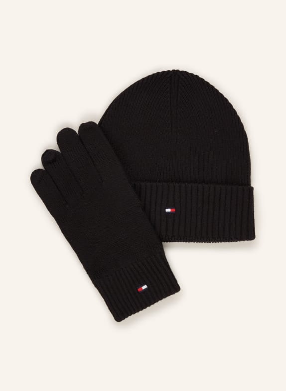 TOMMY HILFIGER Set:  Mütze und Handschuhe mit Geschenkbox SCHWARZ