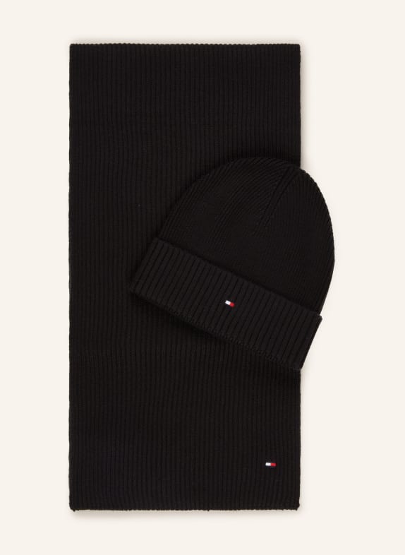 TOMMY HILFIGER Set: Schal und Mütze SCHWARZ