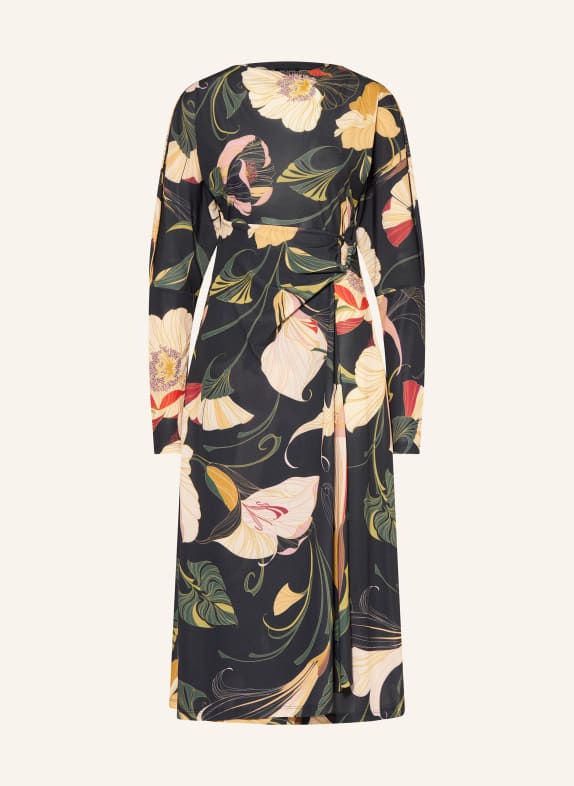 TED BAKER Kleid LAWRIA in Wickeloptik SCHWARZ / CREME / DUNKELGRÜN