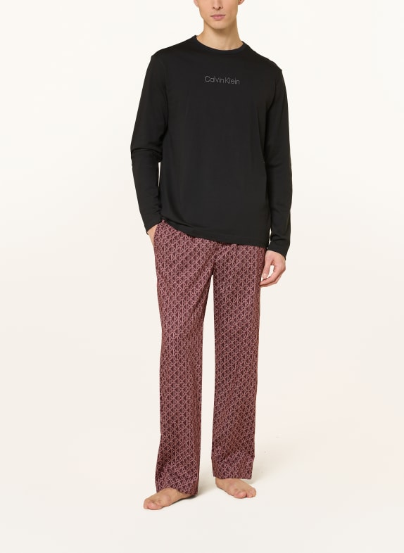 Calvin Klein pyjama ZWART / CRÈME / DONKERROOD