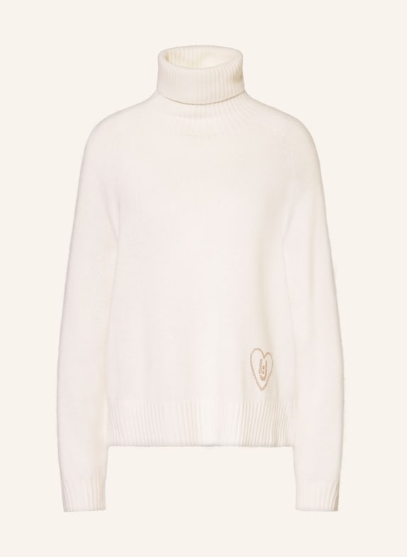 LIU JO Rollkragenpullover mit Schmucksteinen ECRU