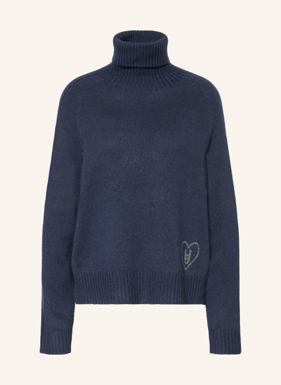 LIU JO Rollkragenpullover mit Schmucksteinen DUNKELBLAU