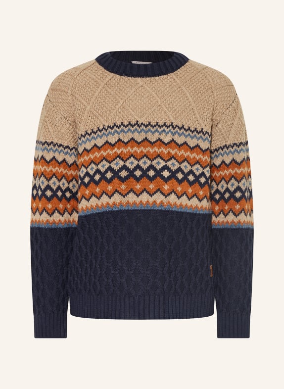 HUST and CLAIRE Pullover HCPELLE DUNKELBLAU / BEIGE / DUNKELORANGE