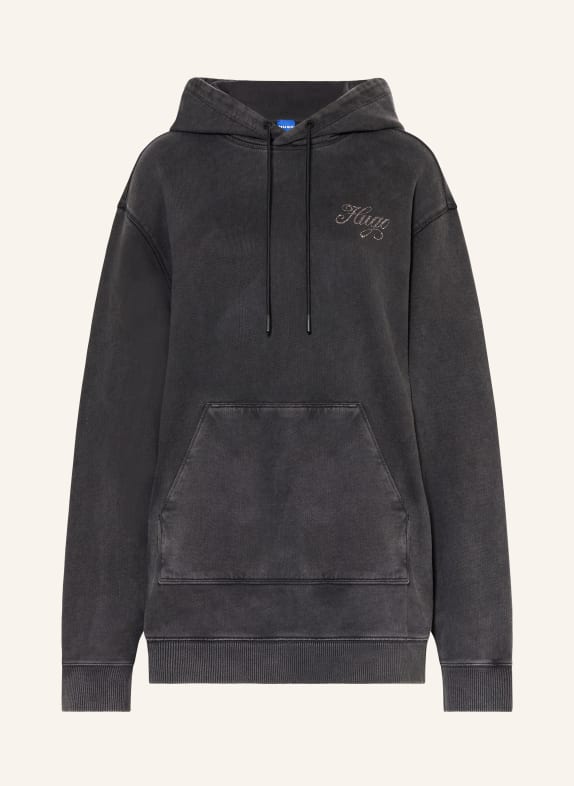 HUGO Oversized-Hoodie DEJANDRA mit Schmucksteinen DUNKELGRAU