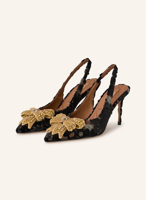 KURT GEIGER Slingpumps BELGRAVIA aus Samt mit Schmucksteinen SCHWARZ / GOLD