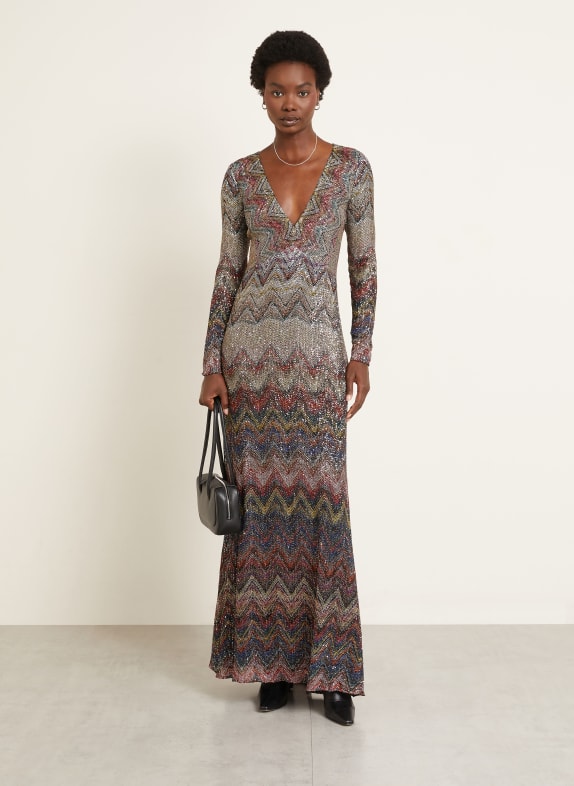 MISSONI Abendkleid HELLGRAU / ROT / BLAU
