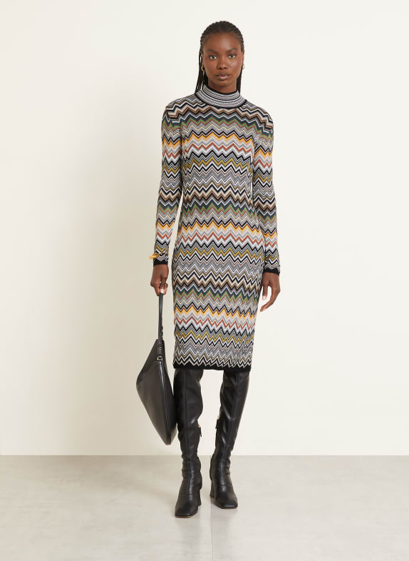MISSONI Strickkleid SCHWARZ / WEISS / GELB