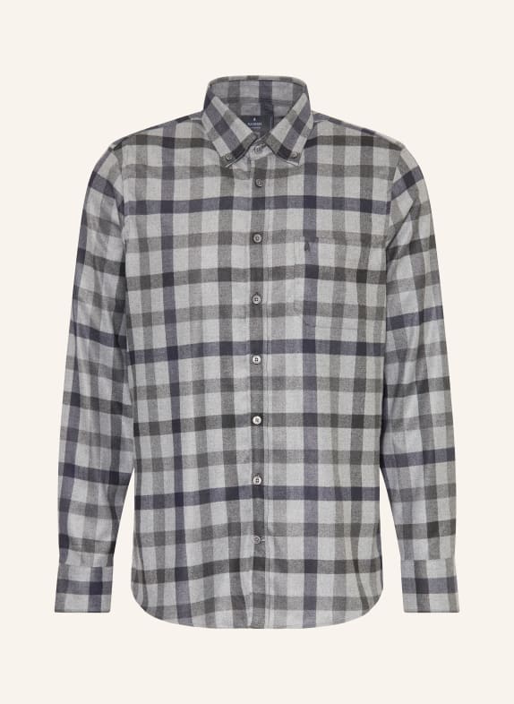 RAGMAN Flanellhemd Comfort Fit GRAU / DUNKELBLAU