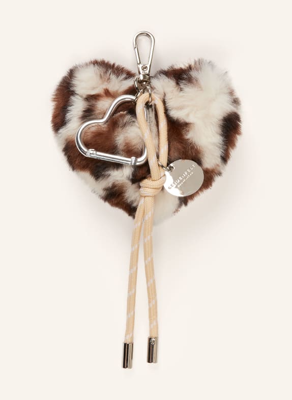 SEIDENFELT Taschenanhänger CREME / DUNKELBRAUN / SCHWARZ