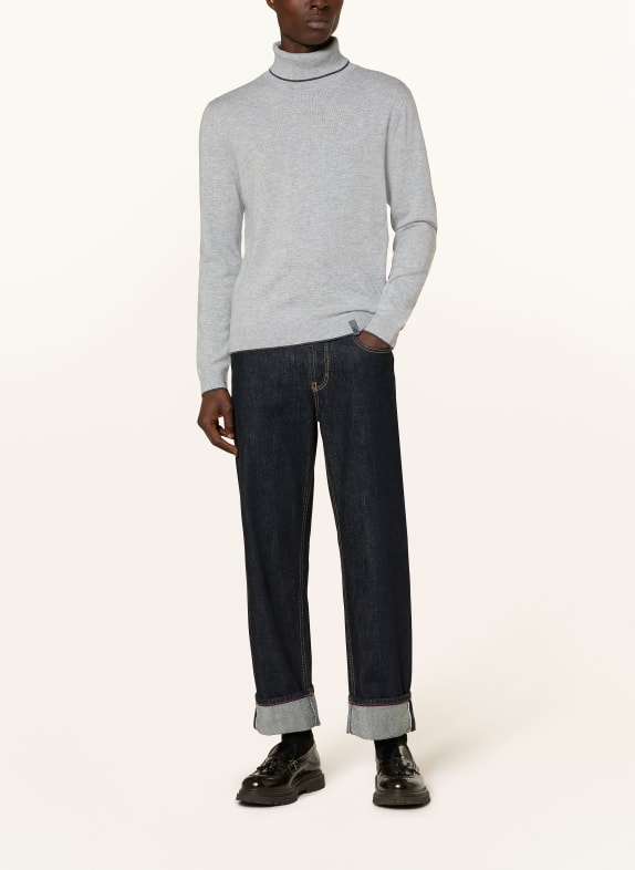 COLOURS & SONS Trui met col en merinowol LICHTGRIJS