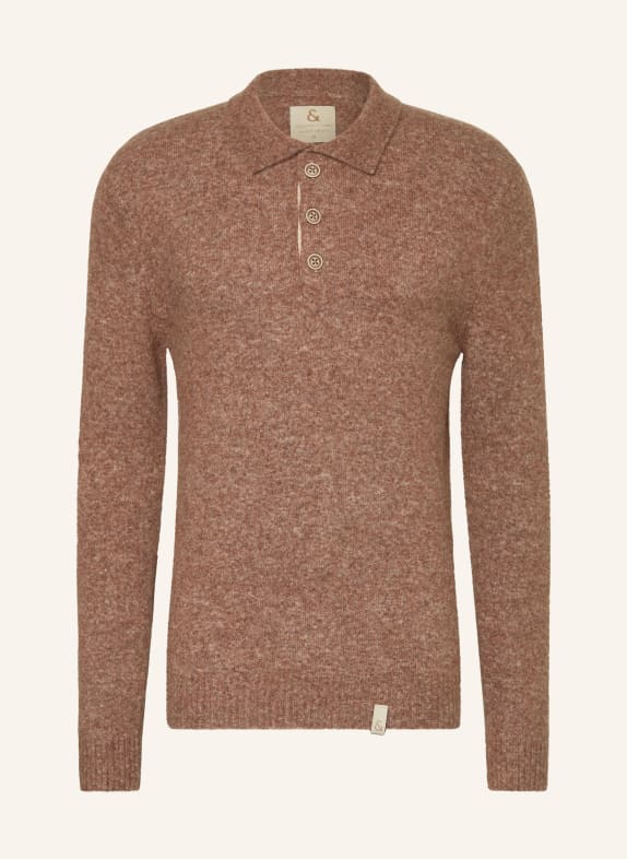 COLOURS & SONS Dzianinowa koszulka polo BRĄZOWY