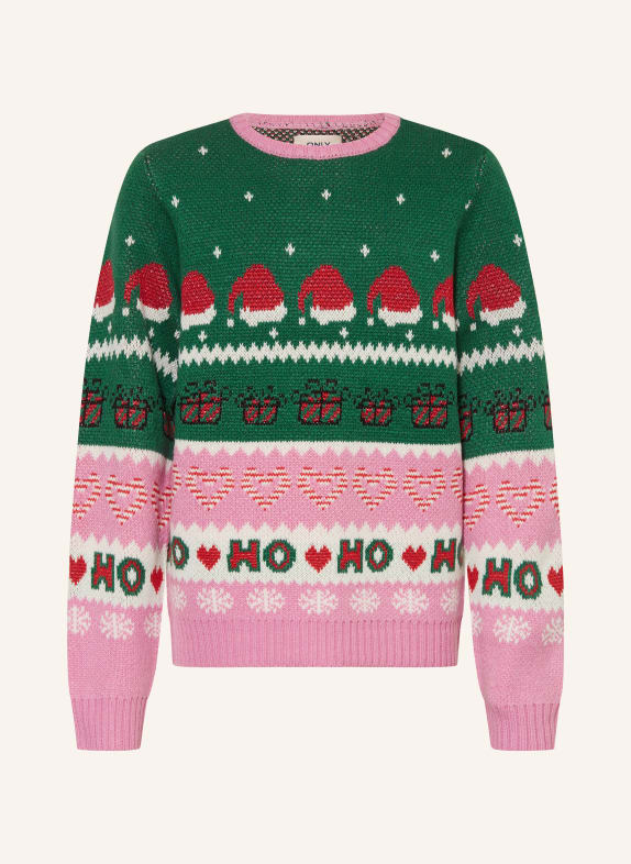 ONLY Pullover GRÜN / ROSA / ECRU