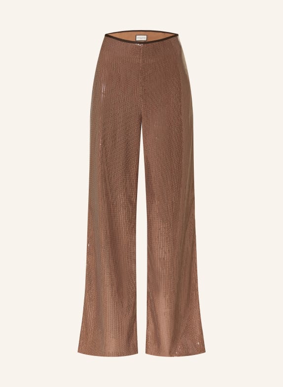 SEDUCTIVE MEGHAN sequined wide-leg pants BROWN