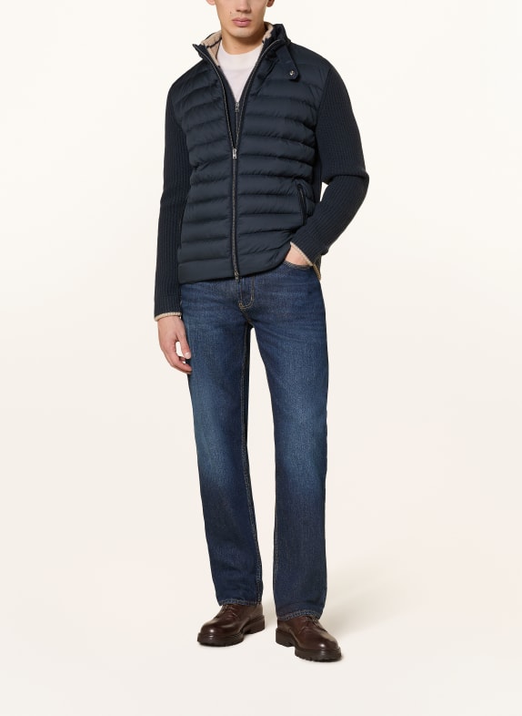 HERNO Gebreid vest in verschillende materialen DONKERBLAUW