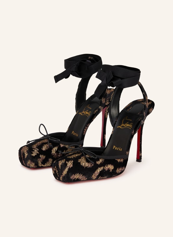 Christian Louboutin Lodičky CASSIA LACE UP 100 ČERNÁ / ZLATÁ