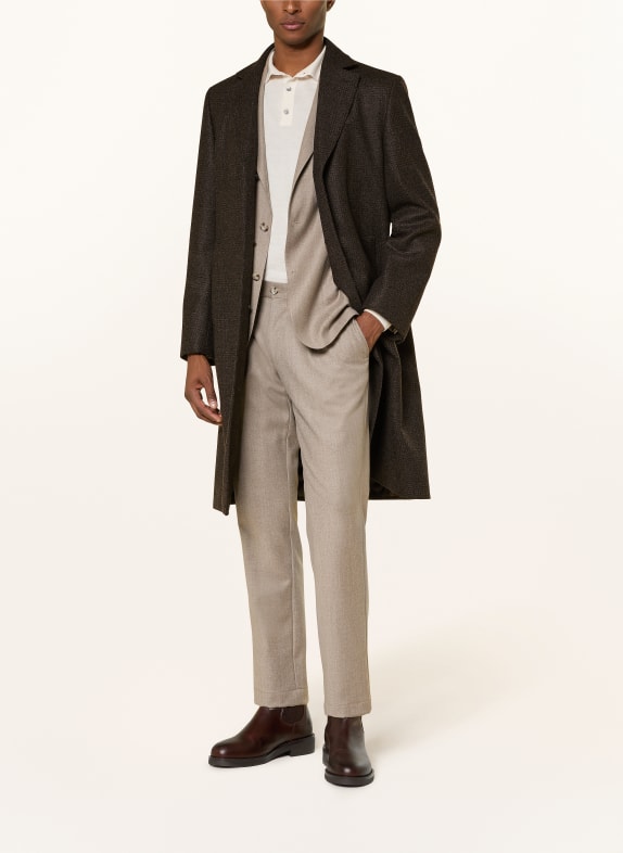 DRESSLER Vlněný kabát RAIKO HNĚDÁ / TMAVĚ HNĚDÁ