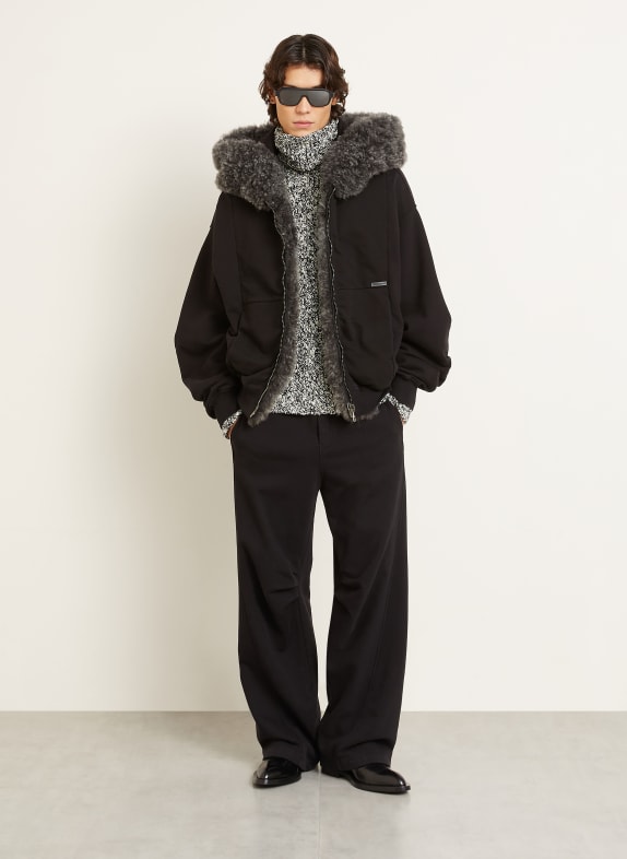 DOLCE & GABBANA Sweatjack met kunstbont ZWART / GRIJS