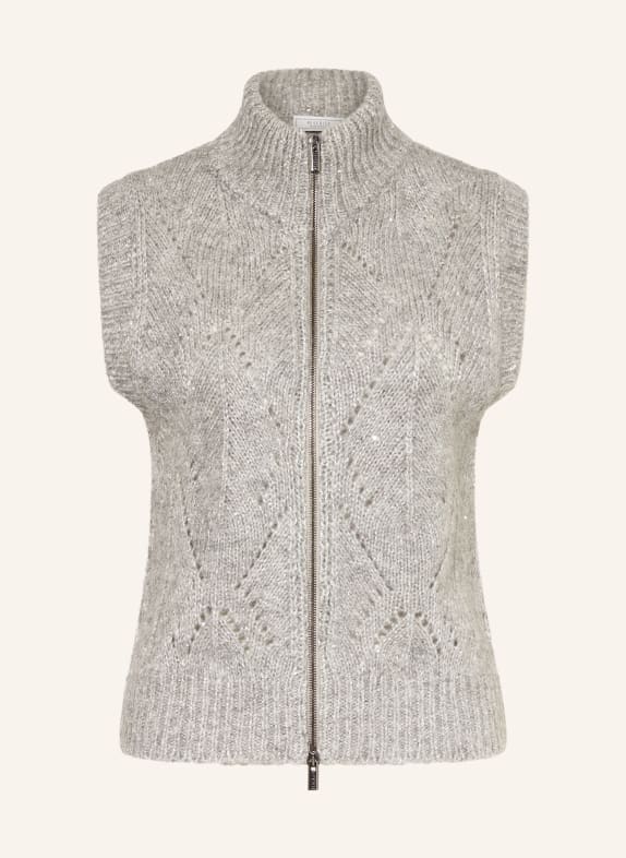 PESERICO Strickweste mit Pailletten GRAU