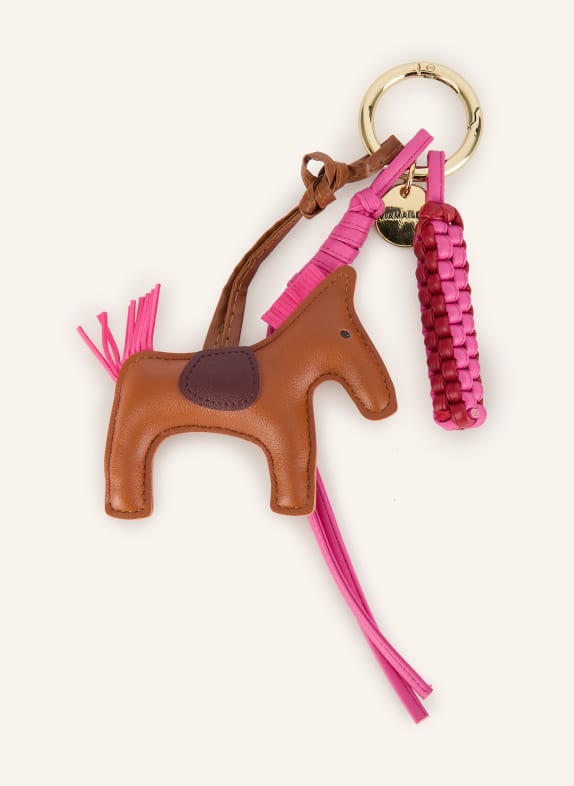 ViaMailBag Taschenanhänger COGNAC / DUNKELBRAUN / PINK