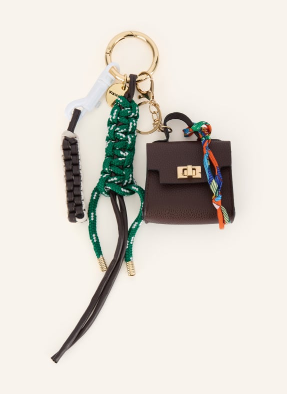 ViaMailBag Taschenanhänger DUNKELBRAUN / GOLD / GRÜN