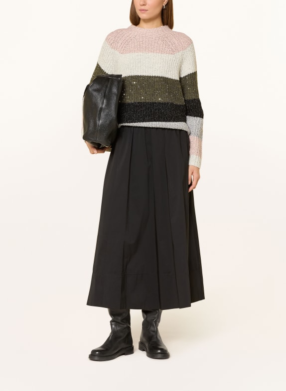 oui Pullover mit Pailletten HELLGRAU