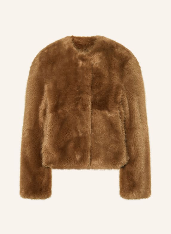 STAND STUDIO Kunstfell-Jacke HALLE BRAUN