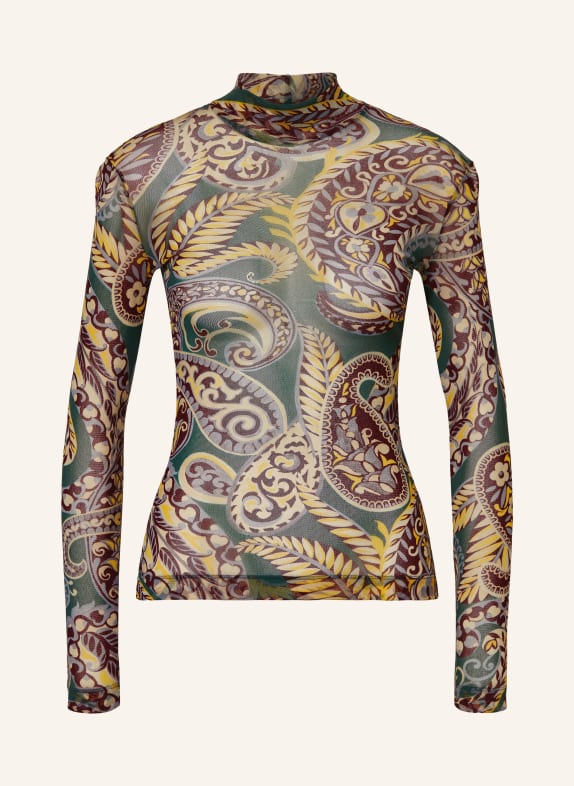 ETRO Longsleeve aus Mesh KHAKI / DUNKELROT / GELB