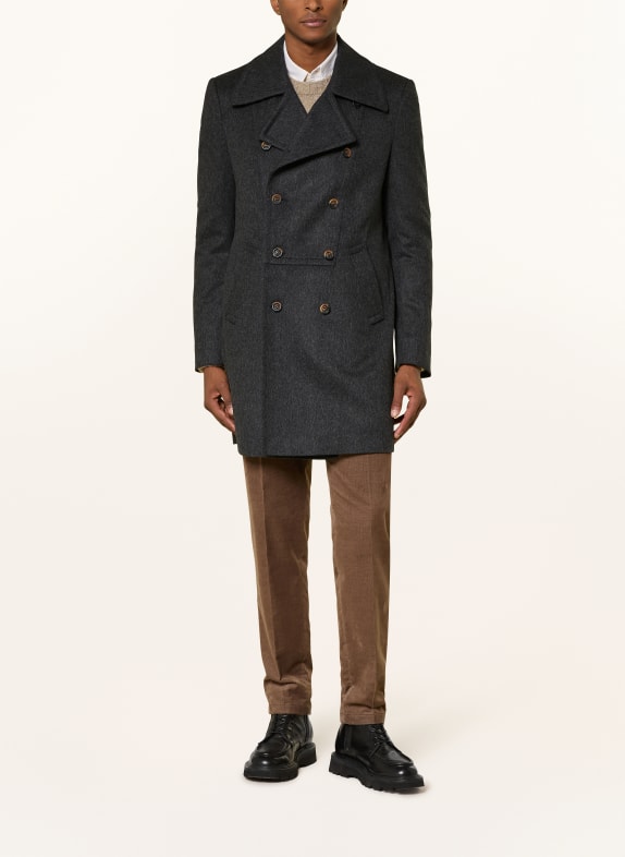 Grasegger Vlněný kabát CADOC TMAVĚ ŠEDÁ