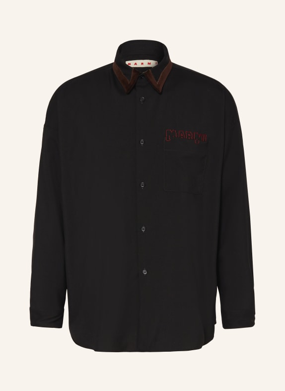 MARNI Hemd Comfort Fit SCHWARZ / DUNKELBRAUN
