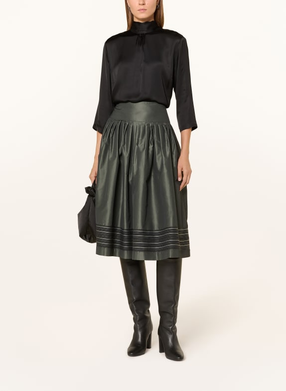 ROCKMACHERIN Pleated skirt WEISSENSEE DARK GREEN / BLACK