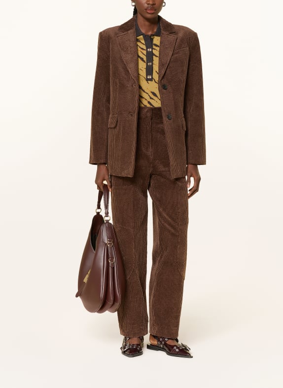 GANNI Lange blazer van corduroy MARRON FONCÉ