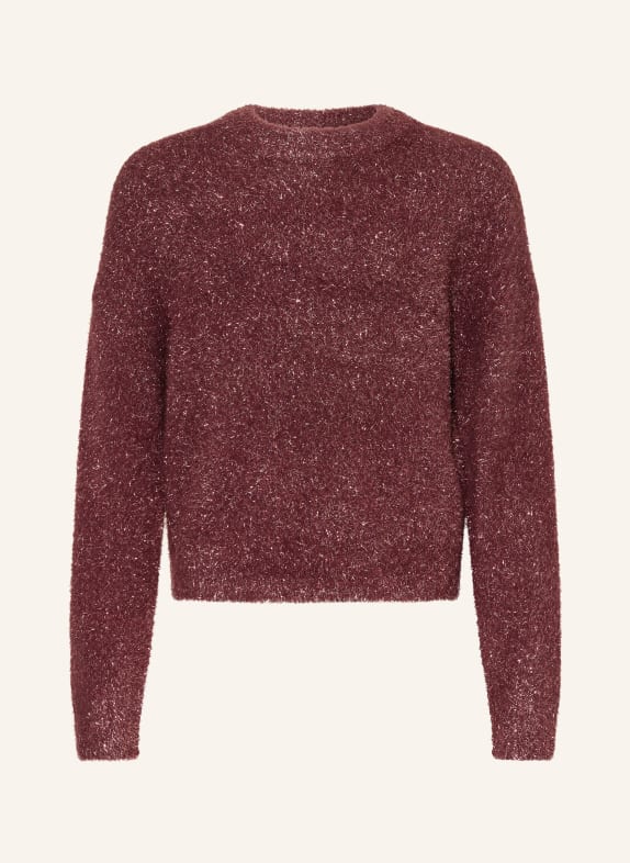 ONLY Pullover mit Glitzergarn DUNKELROT